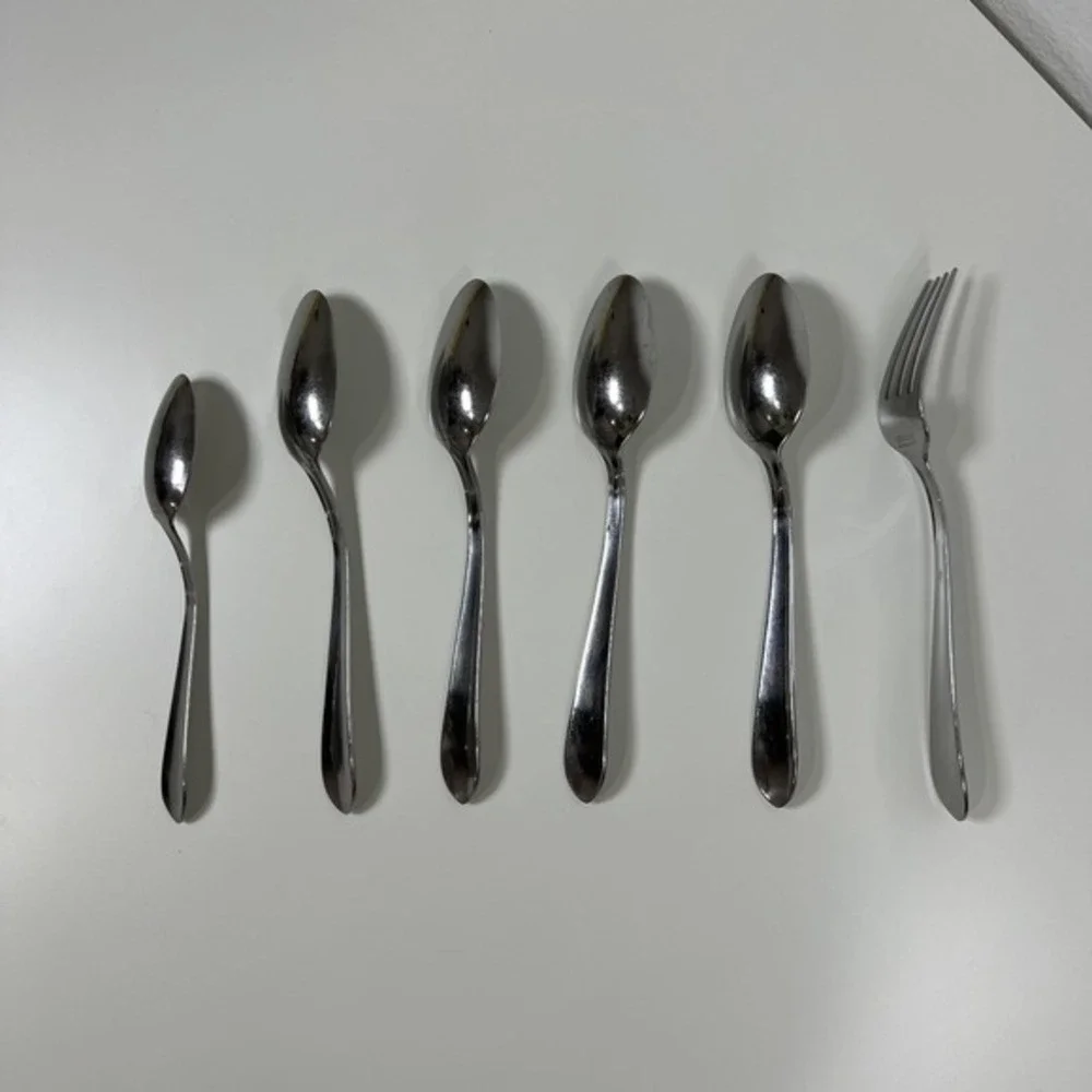 CORELLE COORDINATES  Lot of 6 Pieces HAMMERED 18/0 Stainless Flatware‎ MCM